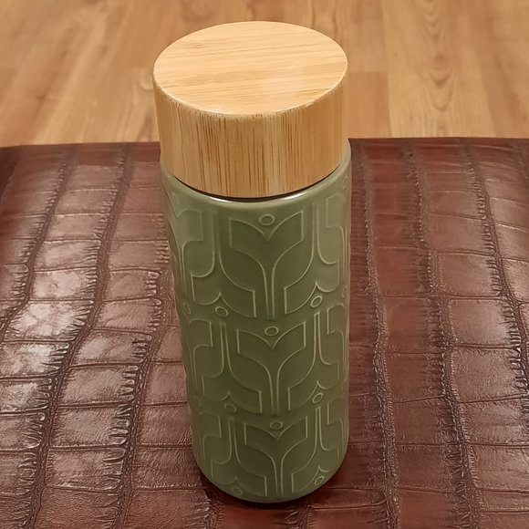 Cost Plus World Market Other - World Market Sage Olive Green Ceramic Travel Tumbler Mug EUC